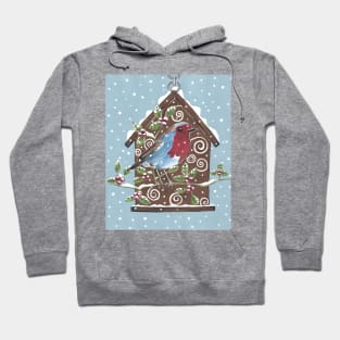 WINTER Robin Bird Painting Hoodie